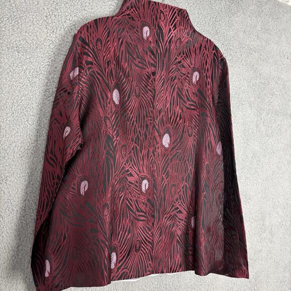 Dragon Silk Jacket Coat Womens Size XL Shanghai China Dark Red Black Vintage - Picture 5 of 16